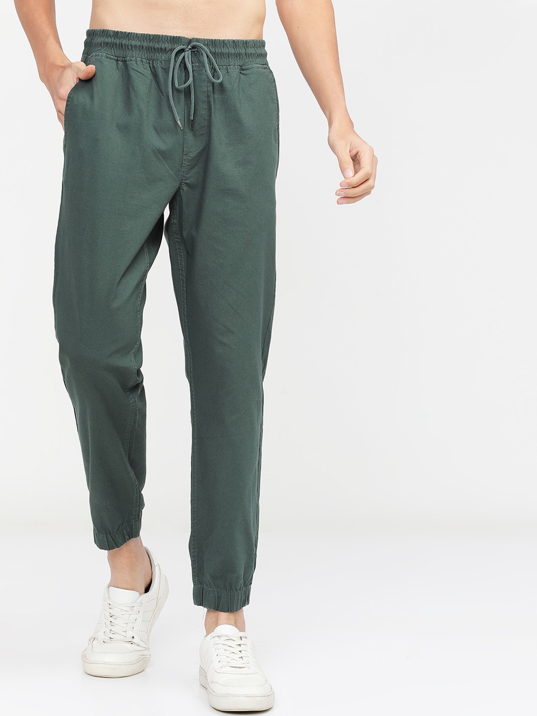 HIGHLANDER Men Teal Slim Fit Joggers Trousers