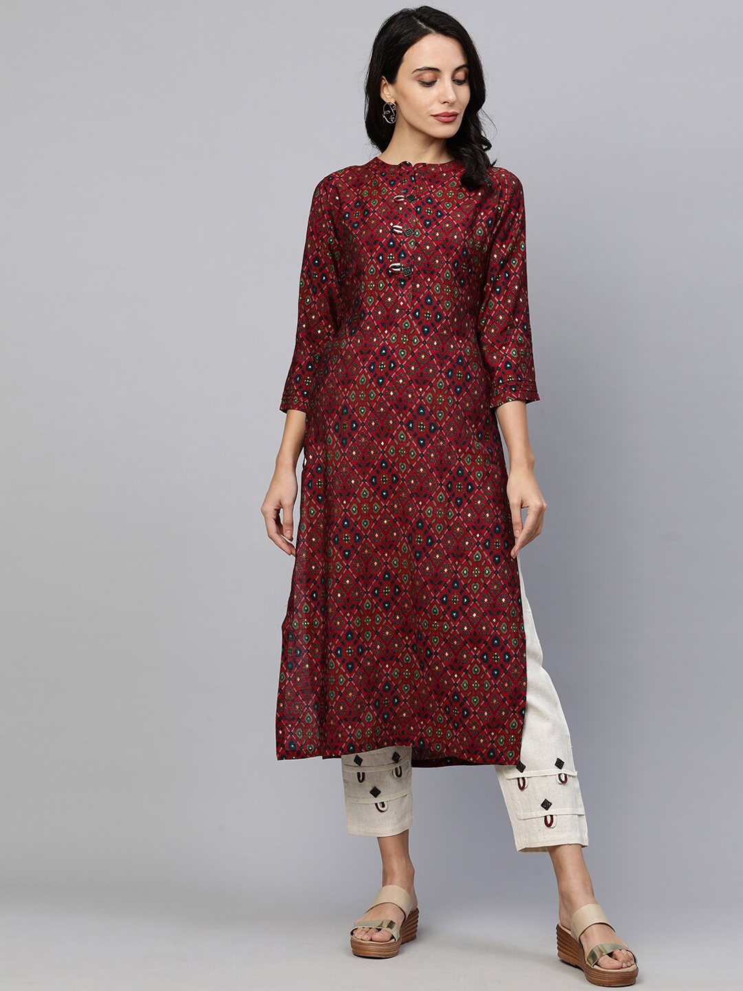 FASHOR Women Maroon & Beige Ethnic Motifs Screen Printed Regular Kurta with Trousers
FASHOR Women Maroon & Beige Ethnic Motifs Screen Printed Regular Kurta with Trousers