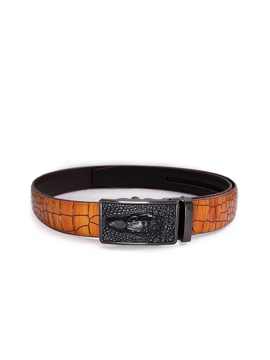 BANGE Men Brown Textured Leather Belt