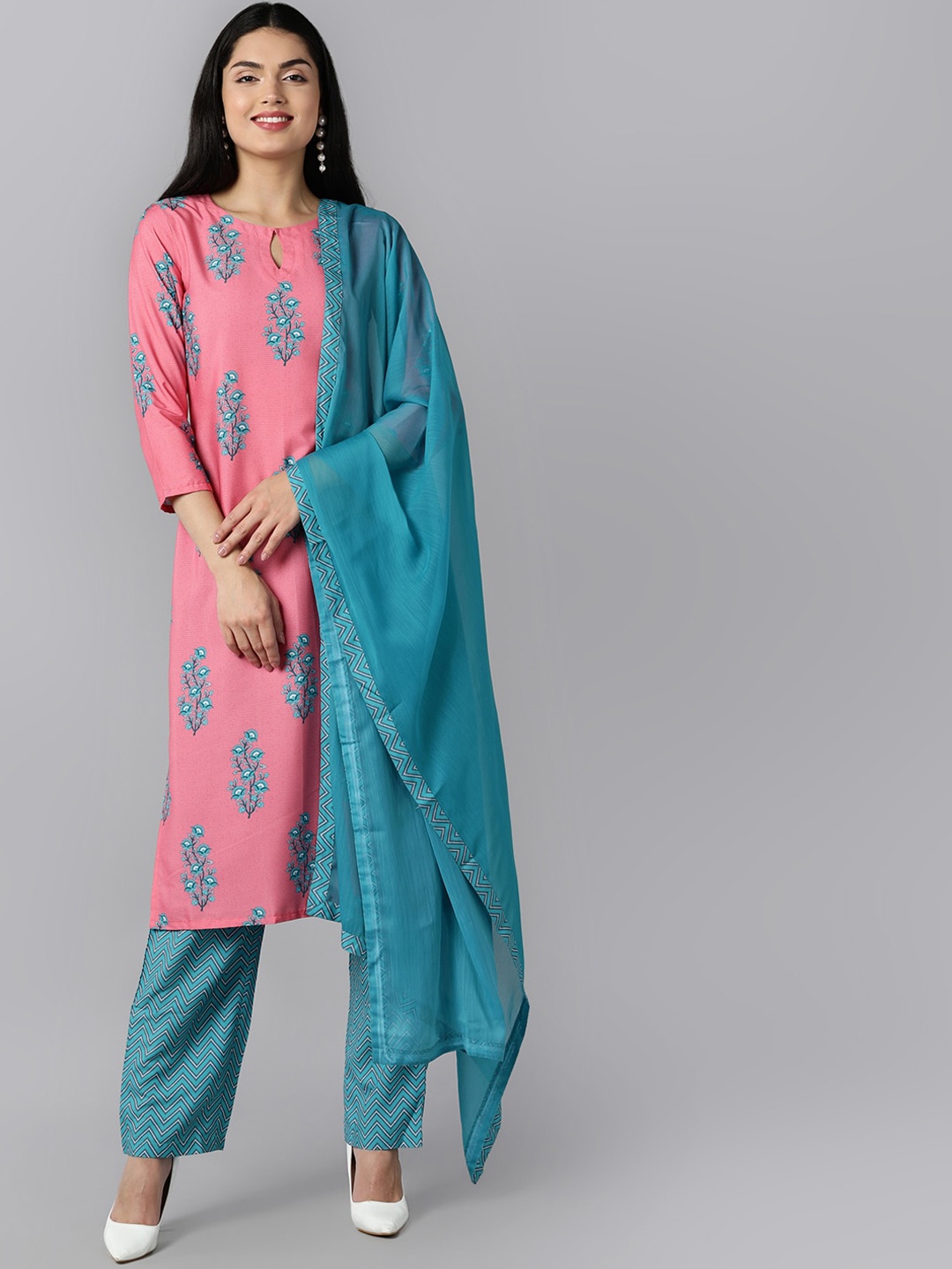 AHIKA Women Pink & Blue Ethnic Motifs Printed Regular Kurta with Trousers & With Dupatta
AHIKA Women Pink & Blue Ethnic Motifs Printed Regular Kurta with Trousers & With Dupatta
