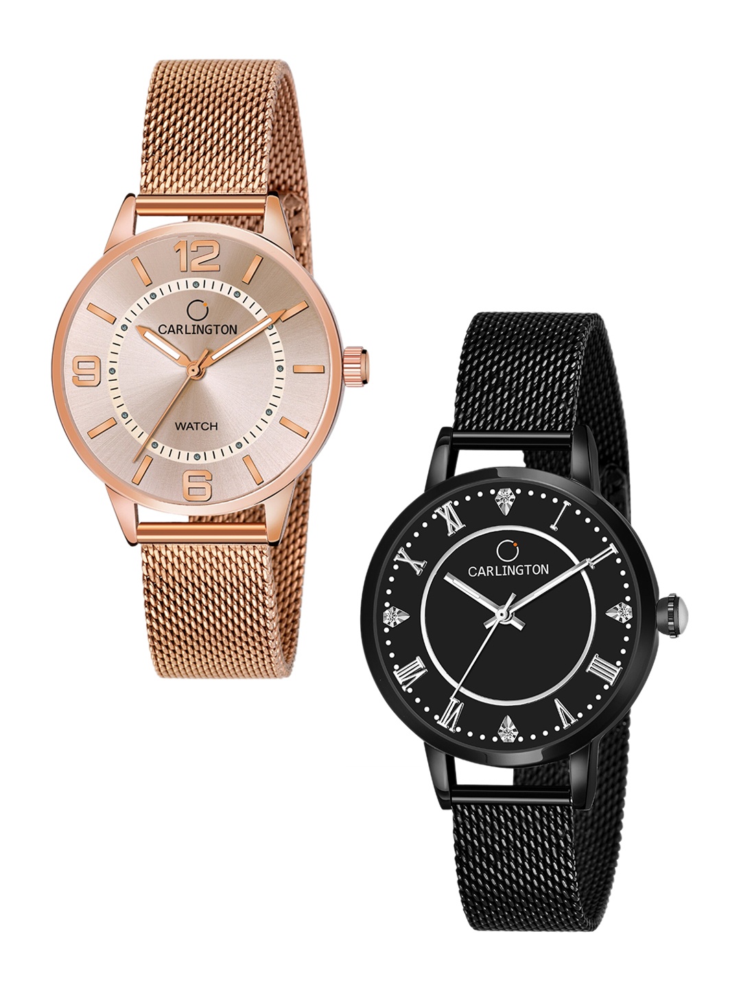 CARLINGTON Women Set Of 2 Bracelet Style Straps Analogue Watch CT2002 RoseGold, Rose gold
CARLINGTON Women Set Of 2 Bracelet Style Straps Analogue Watch CT2002 RoseGold, Rose gold
