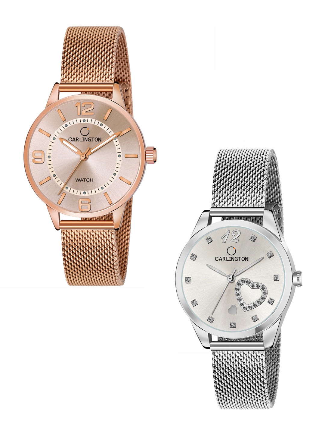 CARLINGTON Women Set of 2 Alloy Dial & Stainless Steel Straps Analogue Watches CT2002, Rose gold
CARLINGTON Women Set of 2 Alloy Dial & Stainless Steel Straps Analogue Watches CT2002, Rose gold