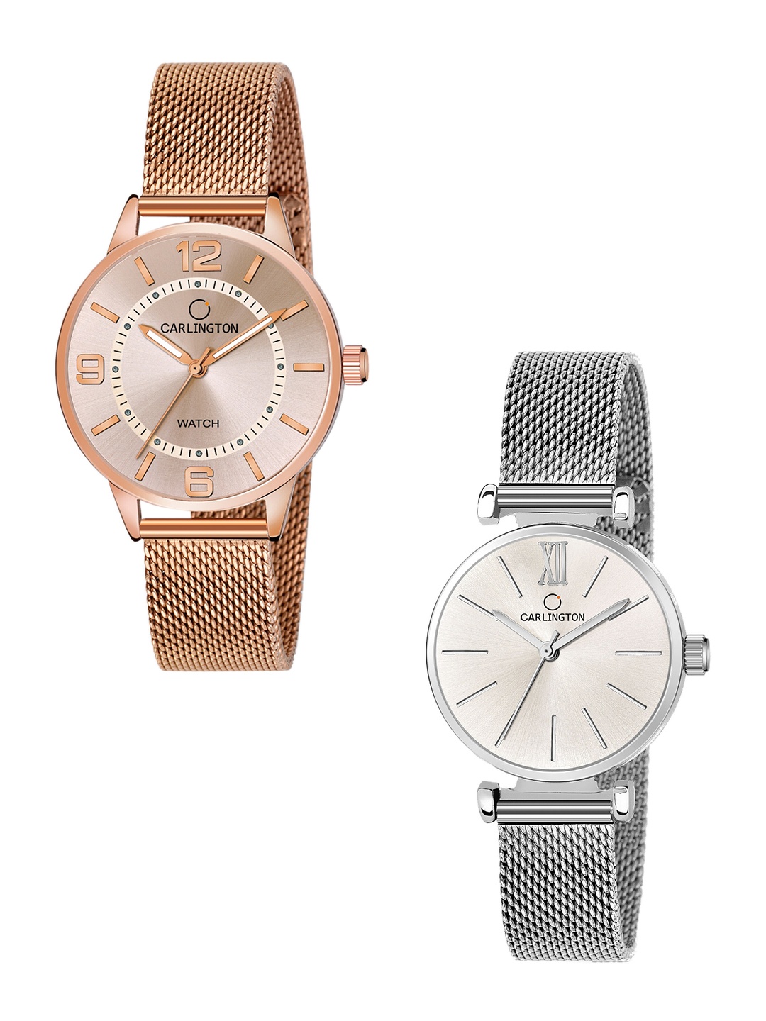 CARLINGTON Women Set of 2 Alloy Dial & Stainless Steel Straps Analogue Watches CT2002, Rose gold
CARLINGTON Women Set of 2 Alloy Dial & Stainless Steel Straps Analogue Watches CT2002, Rose gold