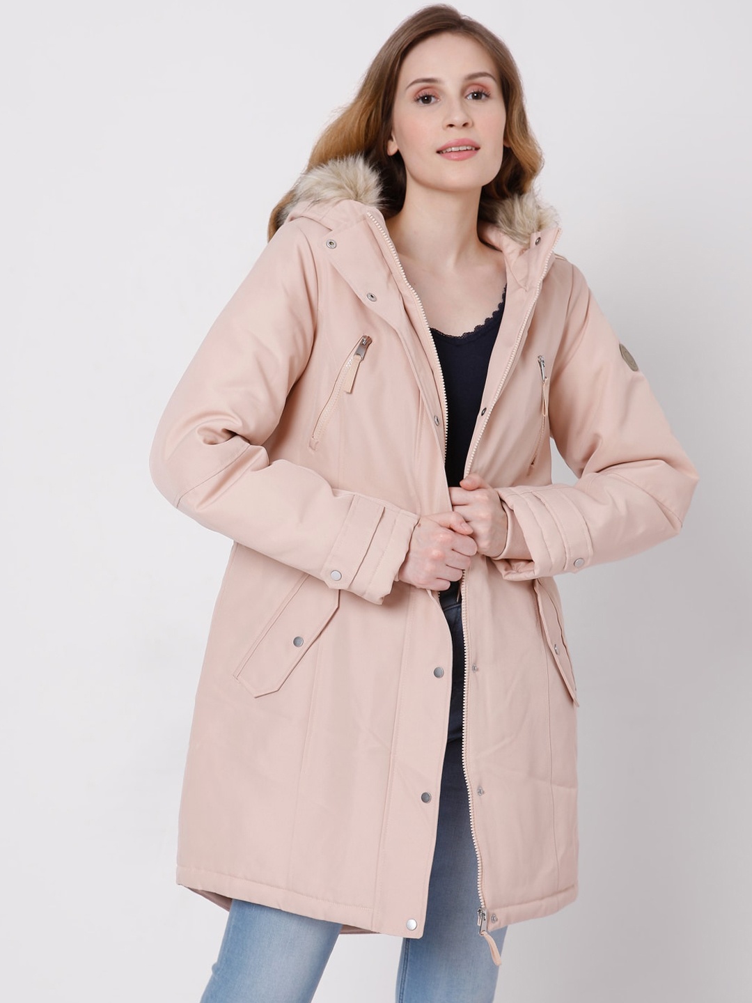Vero Moda Women Pink Longline Parka Jacket