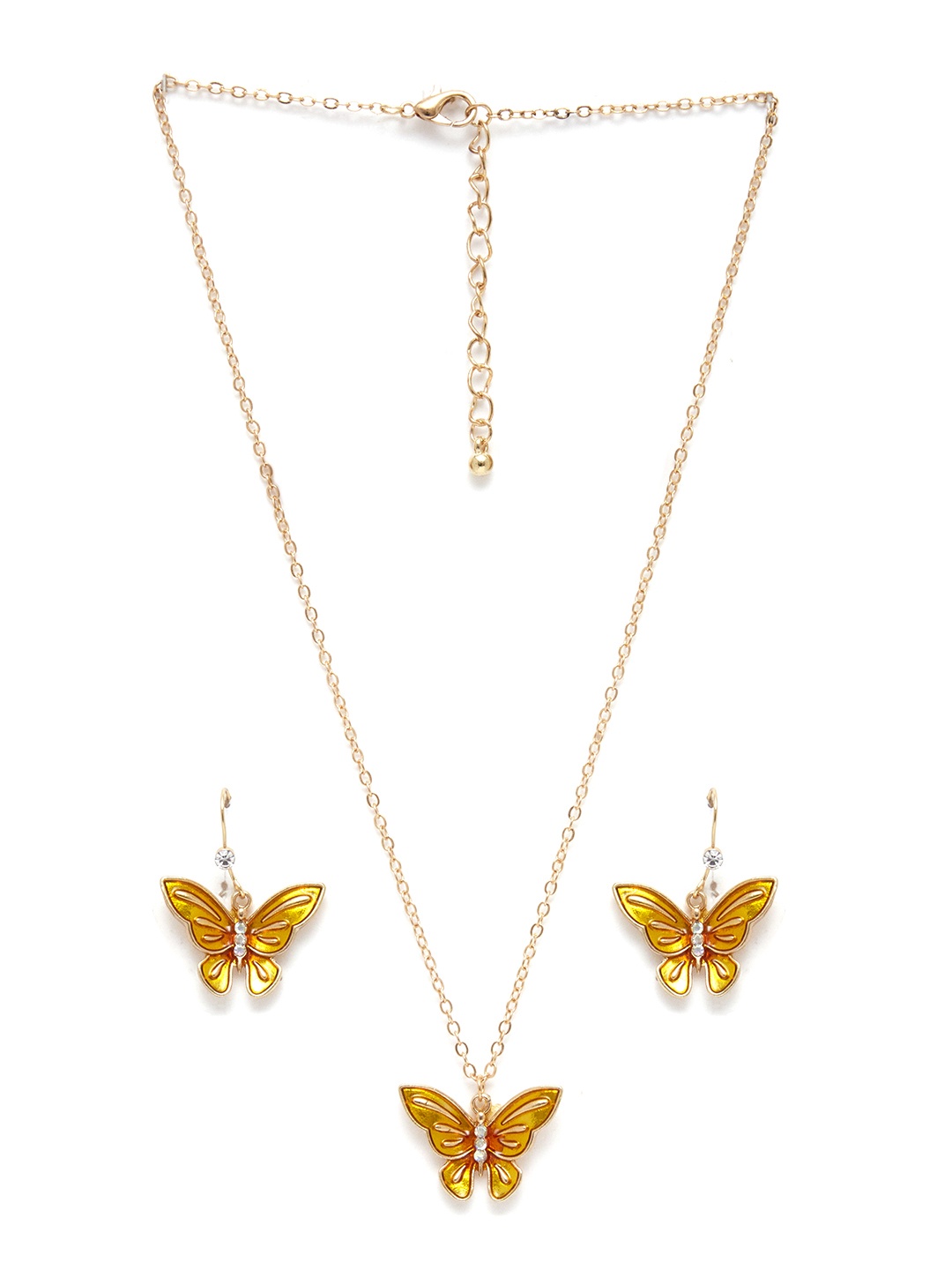 URBANIC Gold-Toned & Orange Necklace With Stone Studded Butterfly Earrings & Pendant
URBANIC Gold-Toned & Orange Necklace With Stone Studded Butterfly Earrings & Pendant