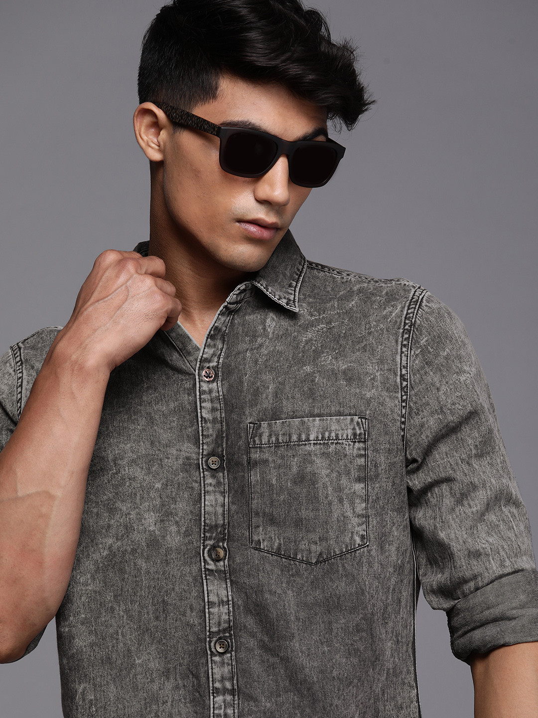 WROGN Men Grey Cotton Casual Shirt 
WROGN Men Grey Cotton Casual Shirt