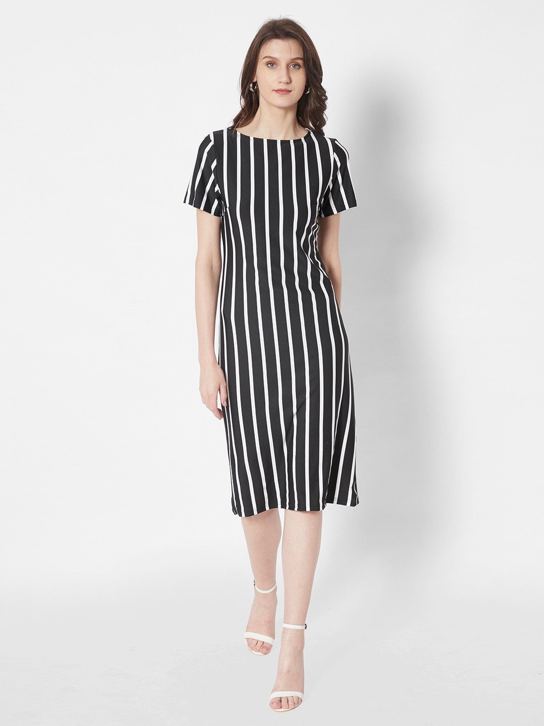 URBANIC Women Black & White Striped A-Line Midi Dress
URBANIC Women Black & White Striped A-Line Midi Dress