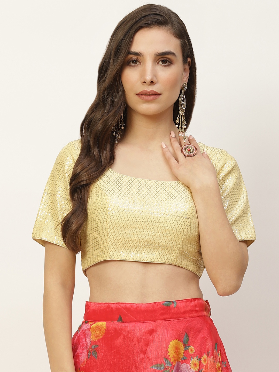 NDS Niharikaa Designer Studio Golden Silk Sequins & Zari Work Padded Readymade Blouse, Gold
NDS Niharikaa Designer Studio Golden Silk Sequins & Zari Work Padded Readymade Blouse, Gold