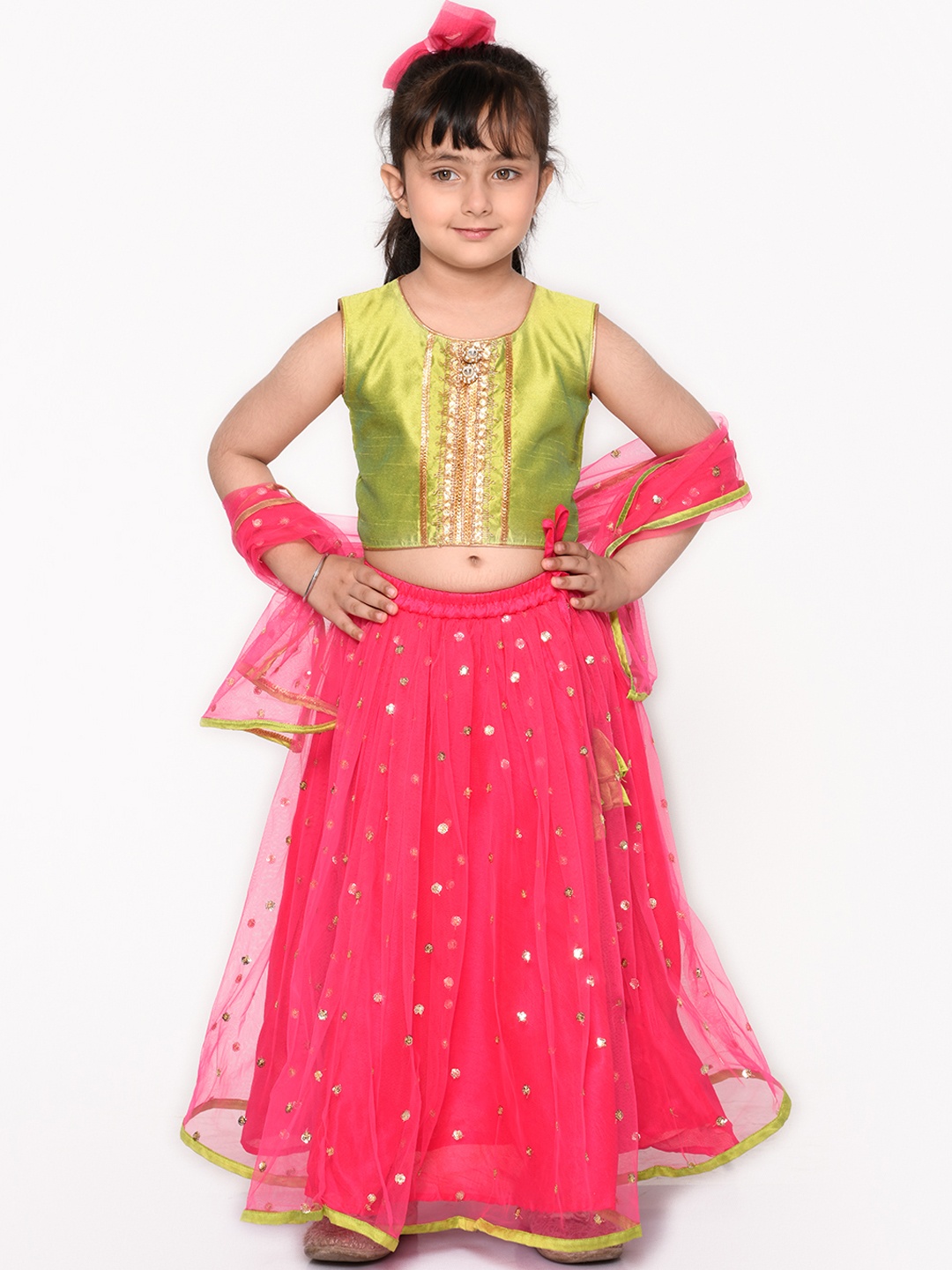 SAKA DESIGNS Girls Fluorescent Green & Magenta Embellished Sequinned Ready to Wear Lehenga & Blouse With
SAKA DESIGNS Girls Fluorescent Green & Magenta Embellished Sequinned Ready to Wear Lehenga & Blouse With