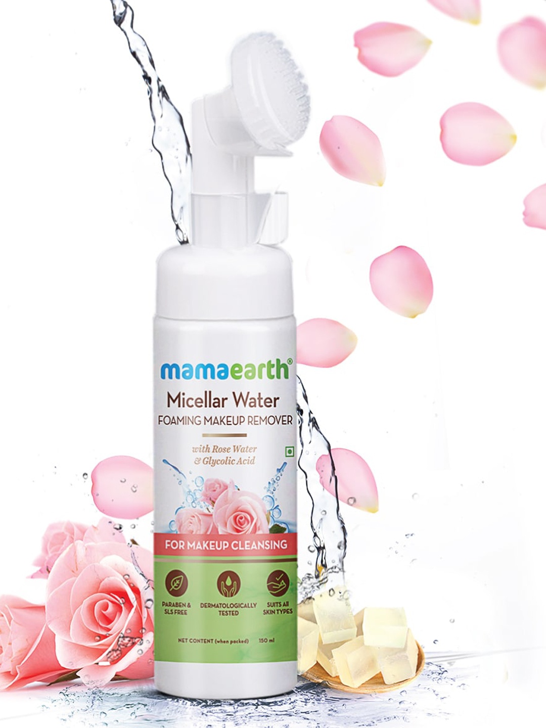 Mamaearth Micellar Water Foaming Makeup Remover with Rose Water & Glycolic Acid -150 ml, Transparent
Mamaearth Micellar Water Foaming Makeup Remover with Rose Water & Glycolic Acid -150 ml, Transparent