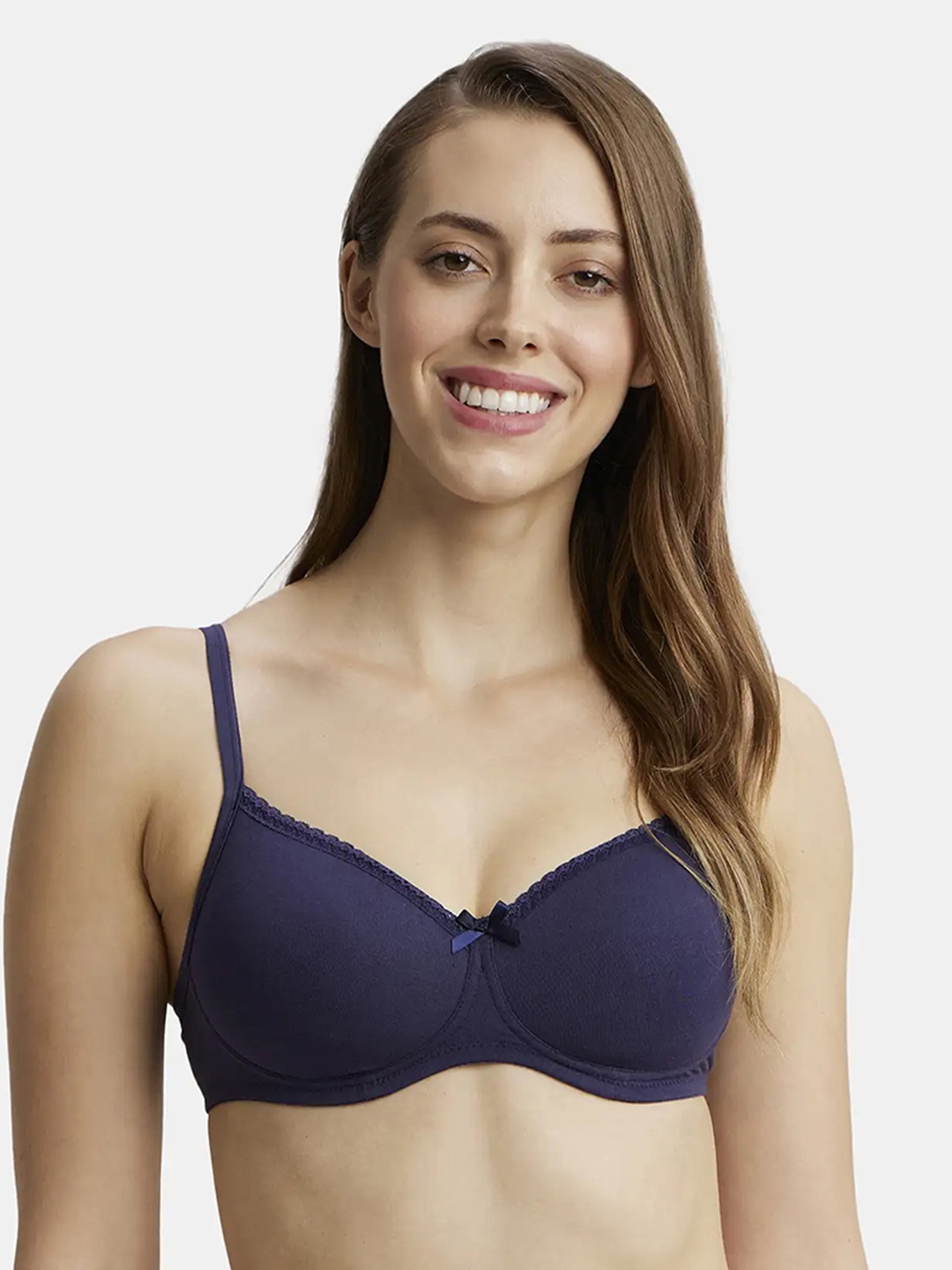 Jockey Wirefree Padded Plus Size Cotton Medium Coverage Tshirt Bra with Lace Styling -1723, Blue
Jockey Wirefree Padded Plus Size Cotton Medium Coverage Tshirt Bra with Lace Styling -1723, Blue