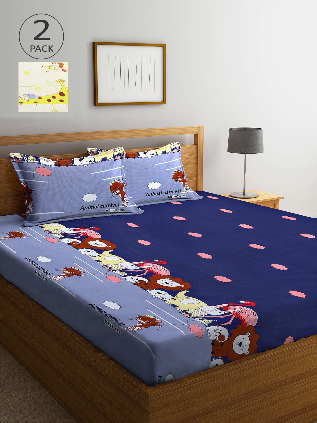 Arrabi Navy Blue & Cream-Coloured Cartoon Characters 210 TC 2 King Bedsheet with 4 Pillow Covers
Arrabi Navy Blue & Cream-Coloured Cartoon Characters 210 TC 2 King Bedsheet with 4 Pillow Covers