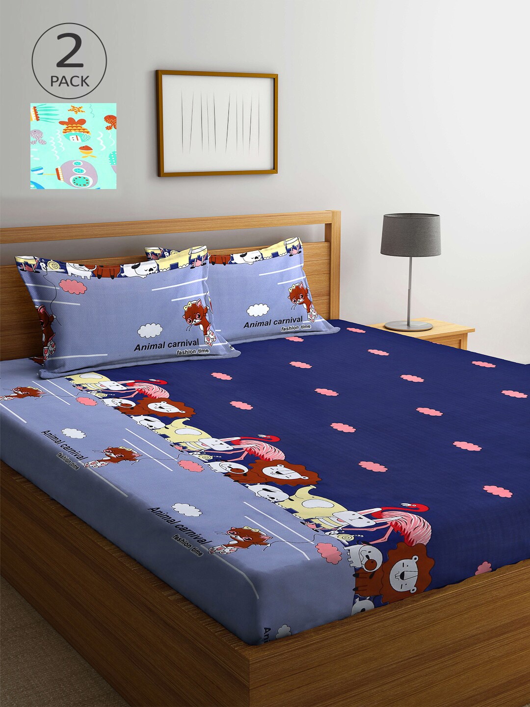 Arrabi Sea Green & Navy Blue Cartoon Characters 210 TC 2 King Bedsheet with 4 Pillow Covers
Arrabi Sea Green & Navy Blue Cartoon Characters 210 TC 2 King Bedsheet with 4 Pillow Covers