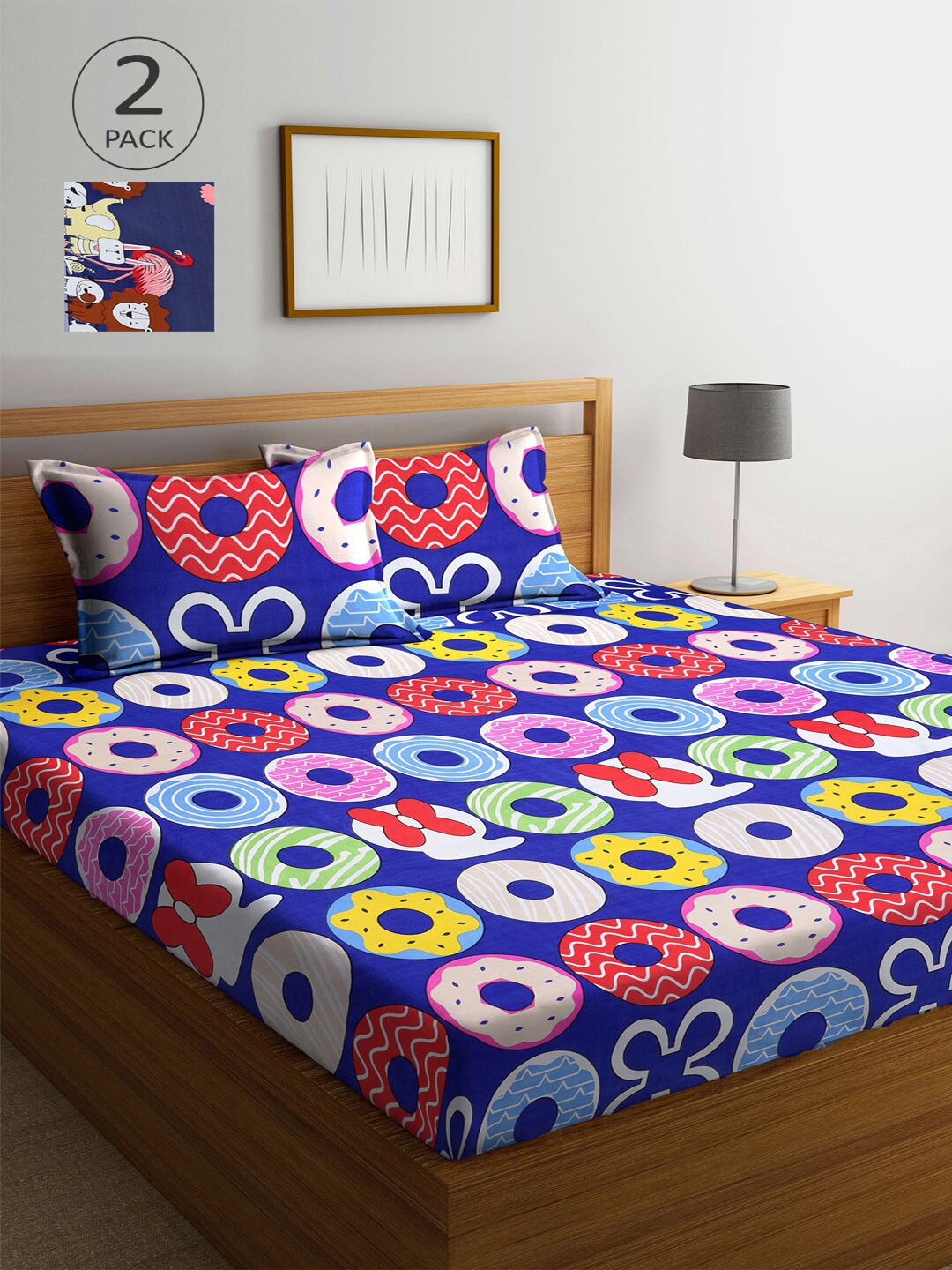 Arrabi Multicoloured Cartoon Characters 210 TC 2 King Bedsheet with 4 Pillow Covers, Multi
Arrabi Multicoloured Cartoon Characters 210 TC 2 King Bedsheet with 4 Pillow Covers, Multi