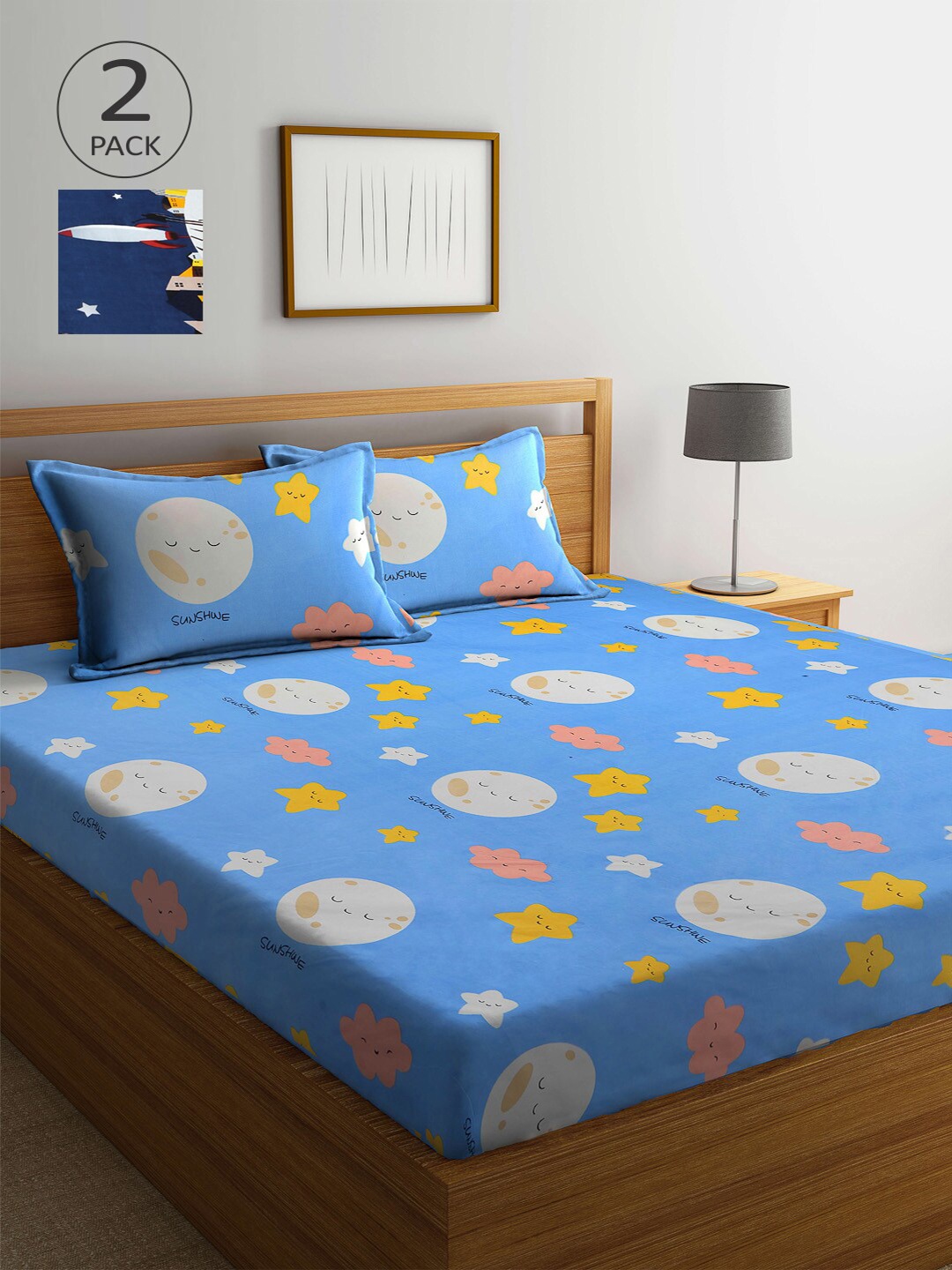 Arrabi Multicoloured Cartoon Characters 210 TC 2 King Bedsheet with 4 Pillow Covers, Multi
Arrabi Multicoloured Cartoon Characters 210 TC 2 King Bedsheet with 4 Pillow Covers, Multi