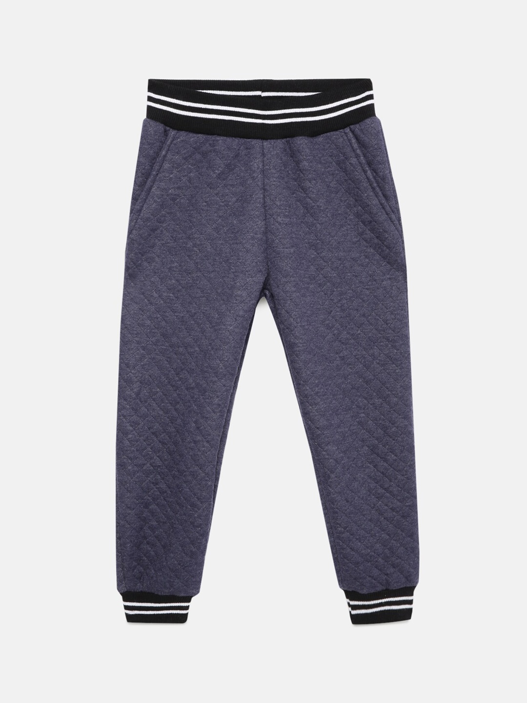 mackly Girls Navy Blue Quilted Joggers