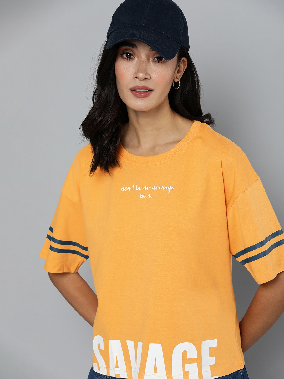 Flying Machine Women Yellow & White Typography Printed Cotton Extended Sleeves T-shirt
Flying Machine Women Yellow & White Typography Printed Cotton Extended Sleeves T-shirt