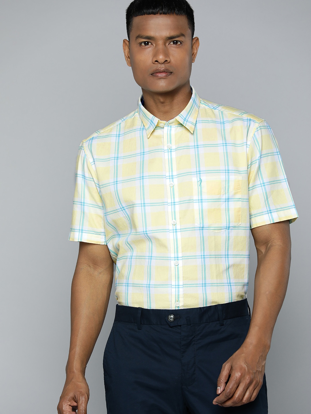 Indian Terrain Pure Cotton Slim Fit Windowpane Checked Semiformal Shirt, Yellow
Indian Terrain Pure Cotton Slim Fit Windowpane Checked Semiformal Shirt, Yellow