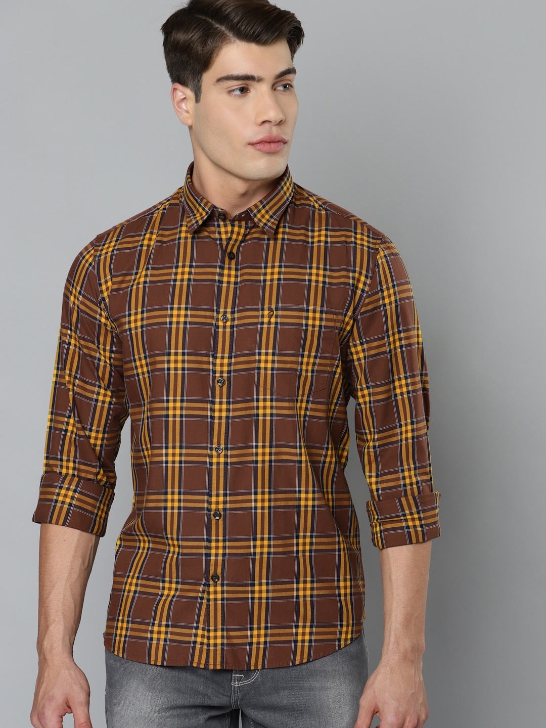Indian Terrain Men Rust Brown & Mustard Yellow Pure Cotton Slim Fit Checked Casual Shirt
Indian Terrain Men Rust Brown & Mustard Yellow Pure Cotton Slim Fit Checked Casual Shirt