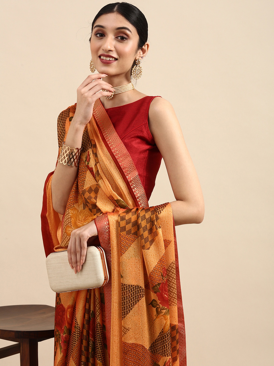 Anouk Multicoloured Patchwork Pure Georgette Bhagalpuri Saree, Multi