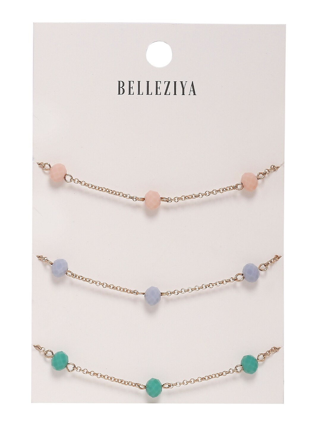 BELLEZIYA Women 3 Gold-Toned Charm Bracelet