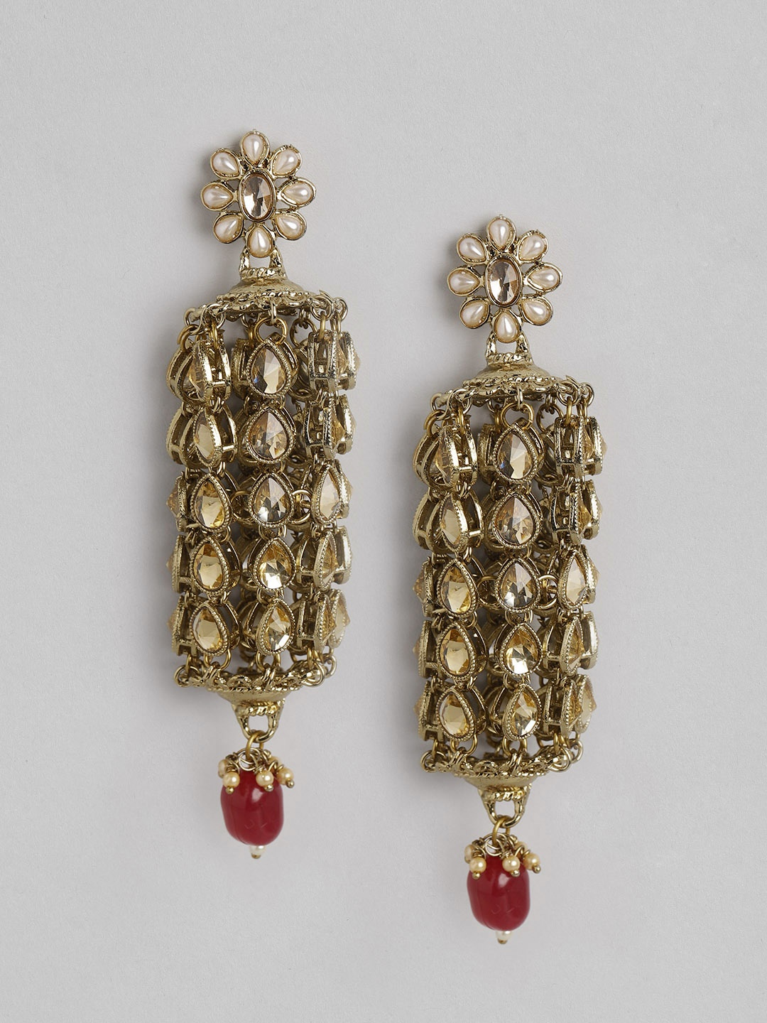 Anouk Cream-Coloured & Maroon Gold-Plated Stone Studded & Beaded Classic Drop Earrings
Anouk Cream-Coloured & Maroon Gold-Plated Stone Studded & Beaded Classic Drop Earrings
