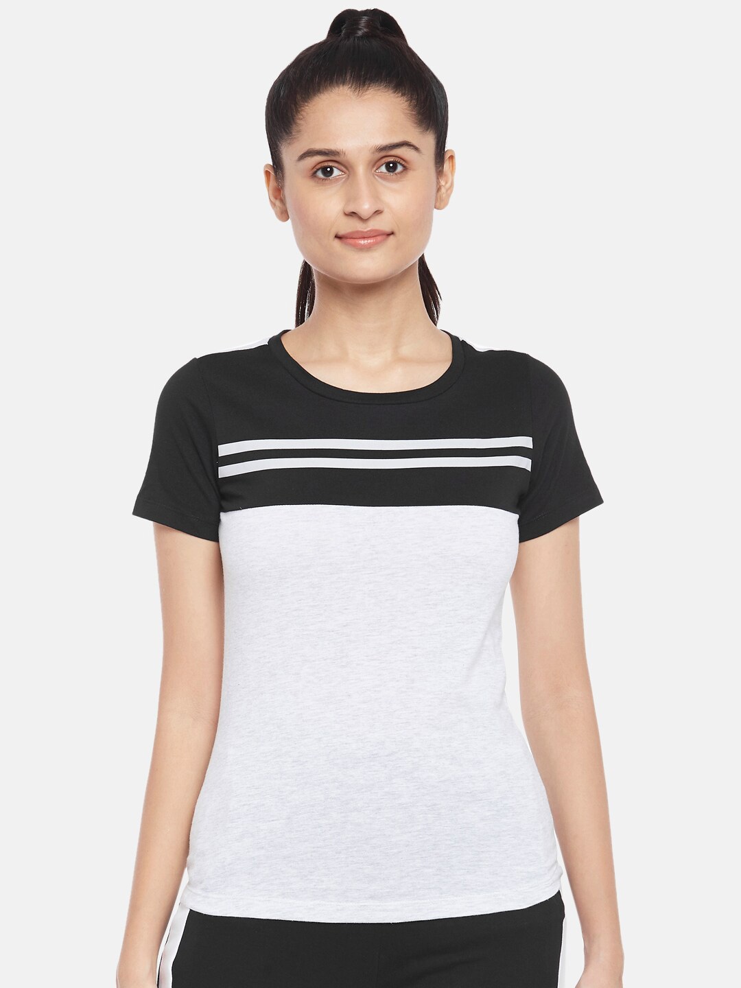 Ajile by Pantaloons Women Grey Melange & Black Colourblocked Pure Cotton T-shirt
Ajile by Pantaloons Women Grey Melange & Black Colourblocked Pure Cotton T-shirt