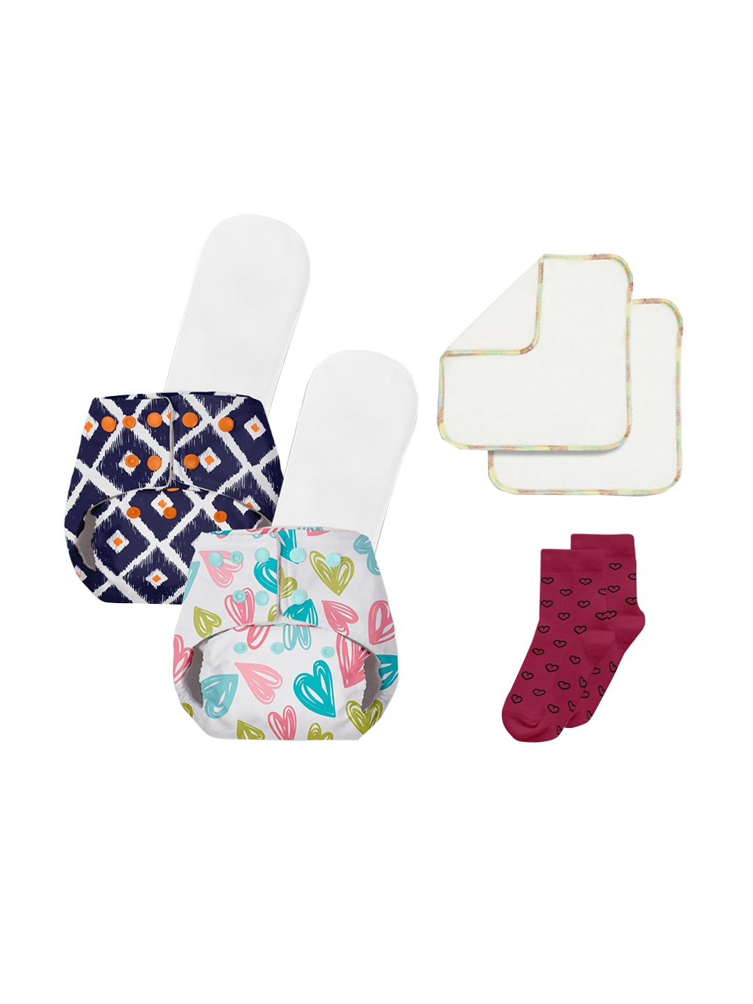 BASIC by SuperBottoms Pack of 2 Sustainable Reusable Cloth Diaper with Insert Wipe Pair Socks, Multi
BASIC by SuperBottoms Pack of 2 Sustainable Reusable Cloth Diaper with Insert Wipe Pair Socks, Multi