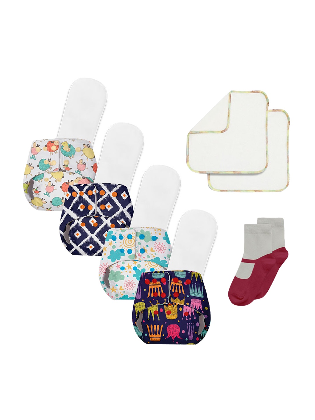 BASIC by SuperBottoms 8 Pcs Cloth Diaper Inserts with 2 Sustainable Reusable Wipe Socks, Multi
BASIC by SuperBottoms 8 Pcs Cloth Diaper Inserts with 2 Sustainable Reusable Wipe Socks, Multi