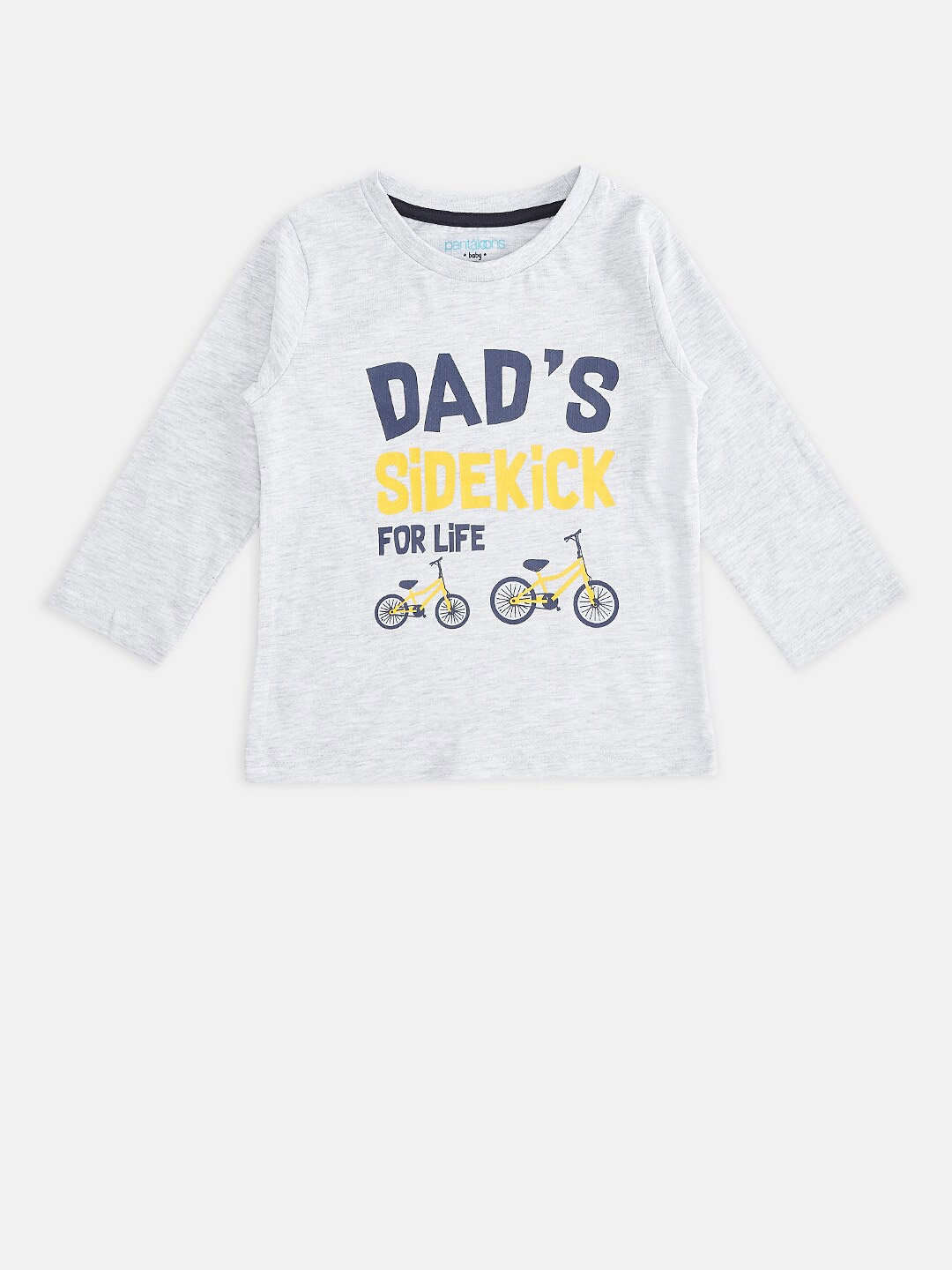 Pantaloons Baby Boys Grey Melange Typography Printed Pure Cotton T-shirt