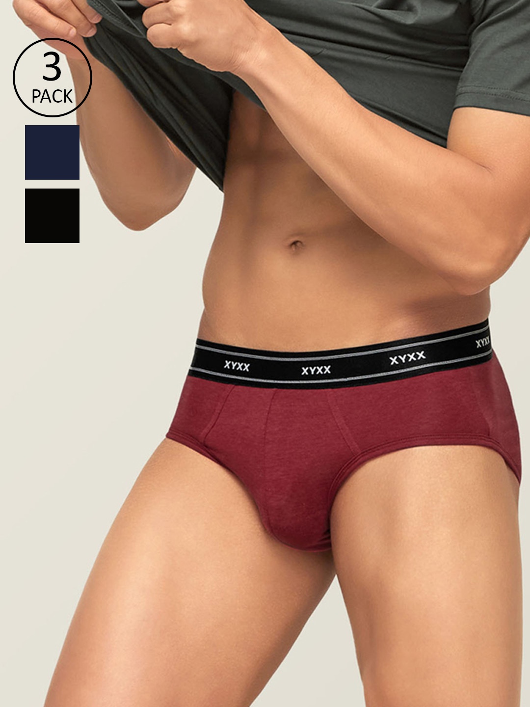 XYXX Men Pack Of 3 Solid IntelliFresh Antibacterial Basic Briefs XYBRF3PCKN424, Maroon
XYXX Men Pack Of 3 Solid IntelliFresh Antibacterial Basic Briefs XYBRF3PCKN424, Maroon