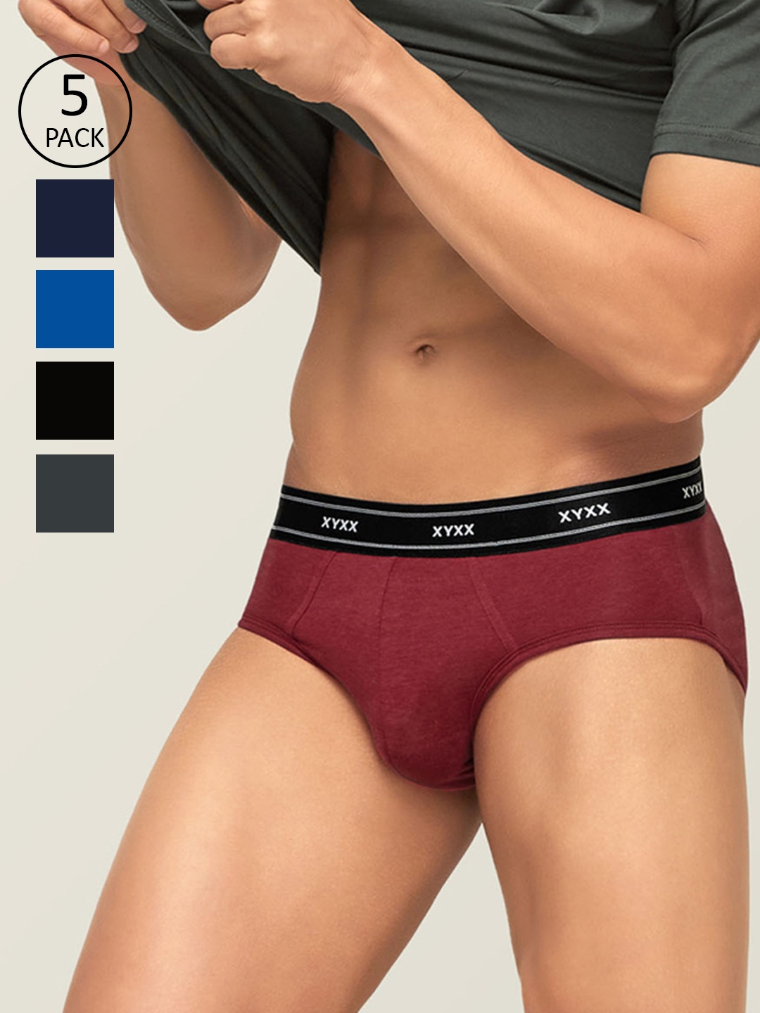 XYXX Men Multicoloured Pack of 5 IntelliFresh Antibacterial Briefs XYBRF5PCKN180, Multi
XYXX Men Multicoloured Pack of 5 IntelliFresh Antibacterial Briefs XYBRF5PCKN180, Multi
