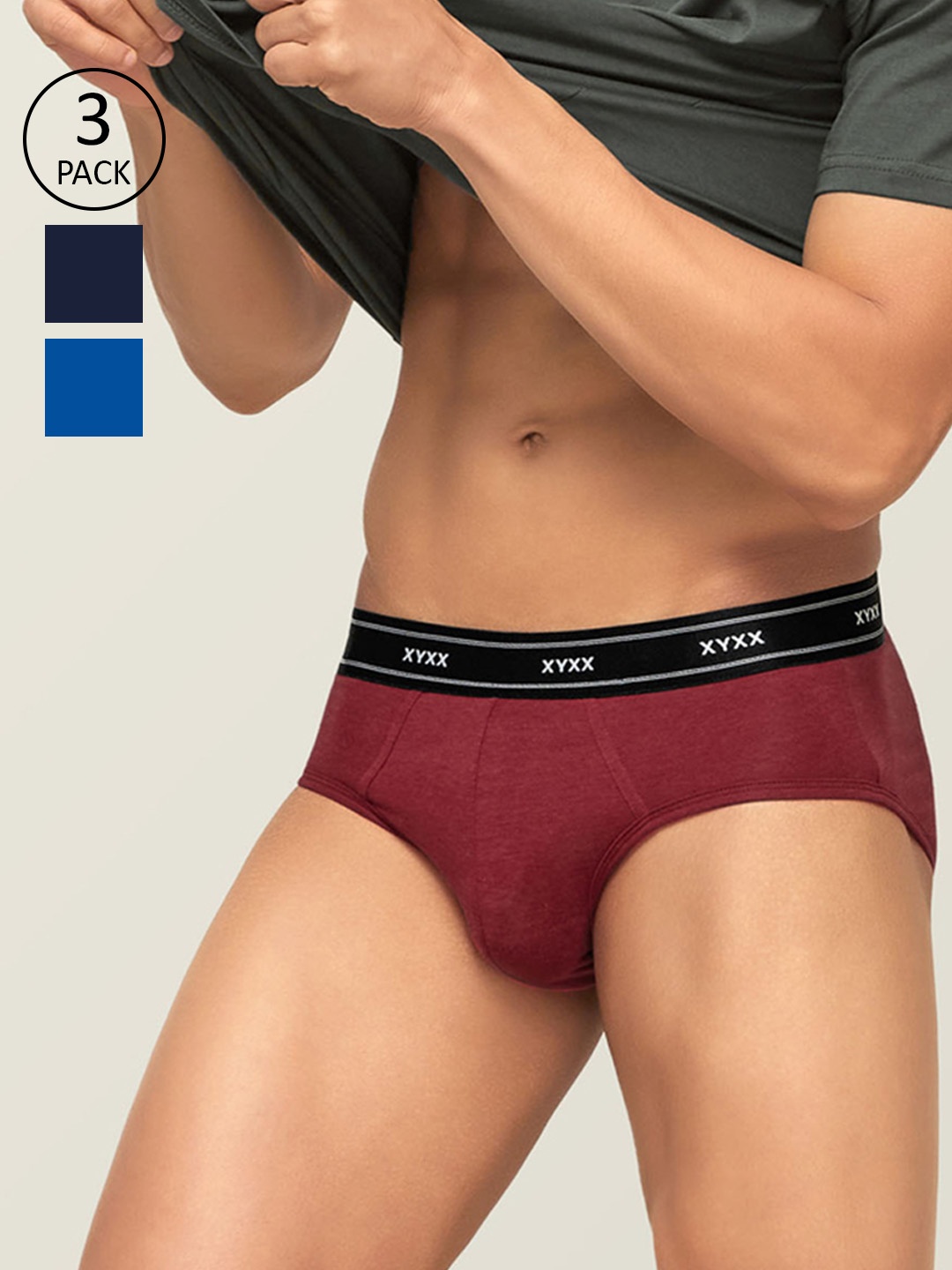 XYXX Men Pack Of 3 Solid IntelliFresh Antibacterial Basic Briefs XYBRF3PCKN423, Blue
XYXX Men Pack Of 3 Solid IntelliFresh Antibacterial Basic Briefs XYBRF3PCKN423, Blue