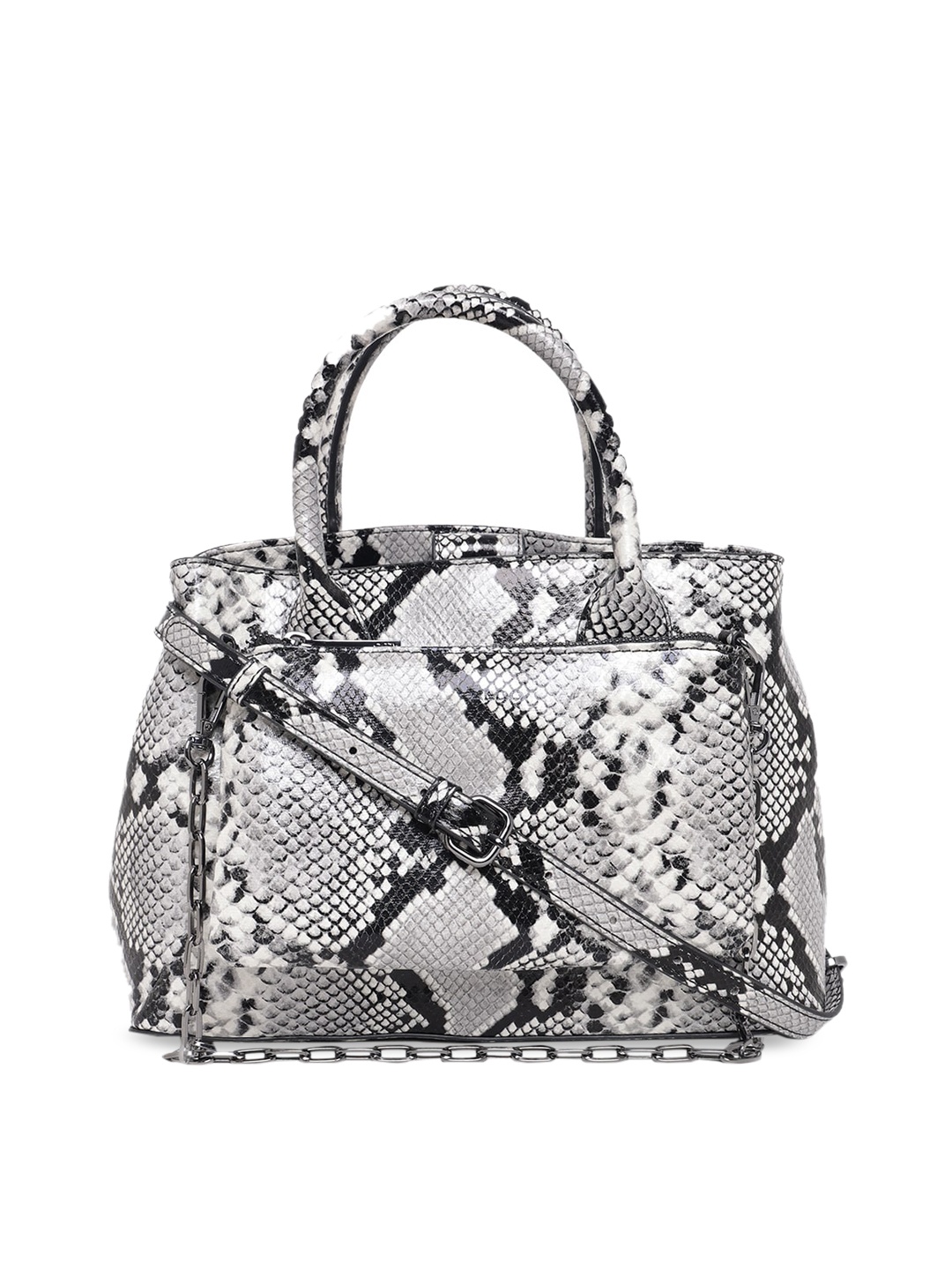 ALDO Black & White Animal Printed PU Shopper Handheld Bag