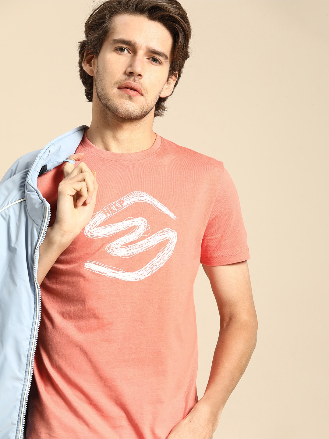 Being Human Men Peach-Coloured & Off White Printed Slim Fit Pure Cotton Casual T-shirt
Being Human Men Peach-Coloured & Off White Printed Slim Fit Pure Cotton Casual T-shirt