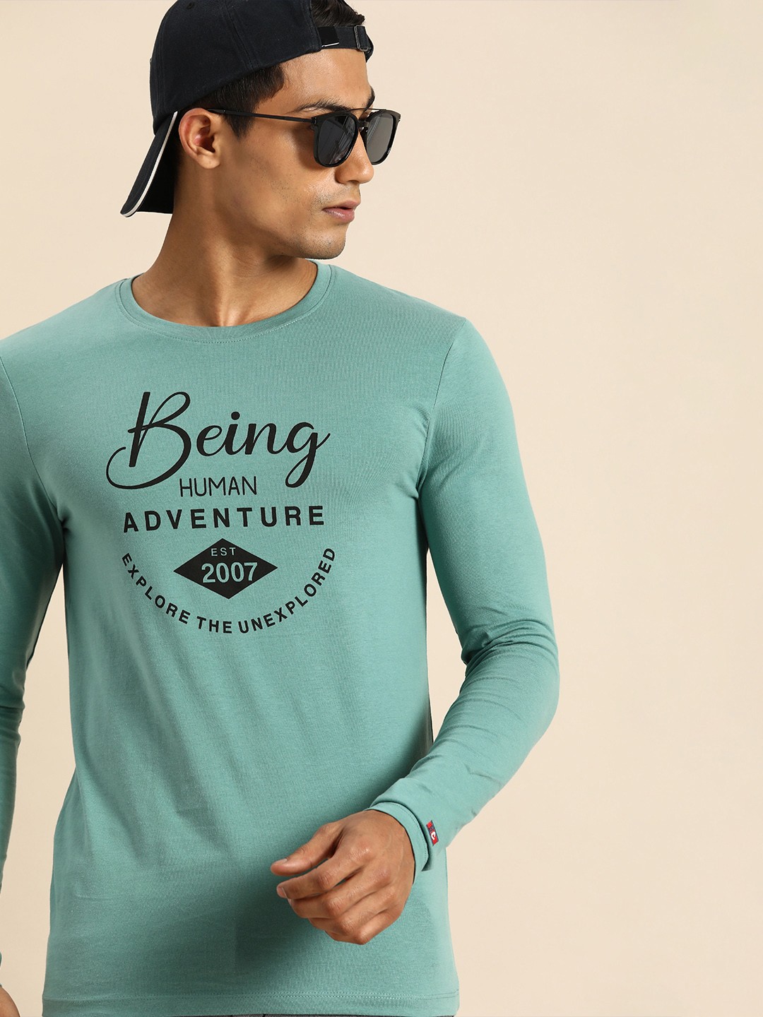 Being Human Clothing Men Teal Green Brand Logo Printed Round Neck Pure Cotton T-shirt
Being Human Clothing Men Teal Green Brand Logo Printed Round Neck Pure Cotton T-shirt