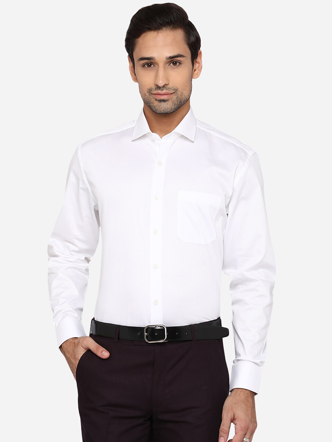JADE BLUE Men White Solid Formal Shirt