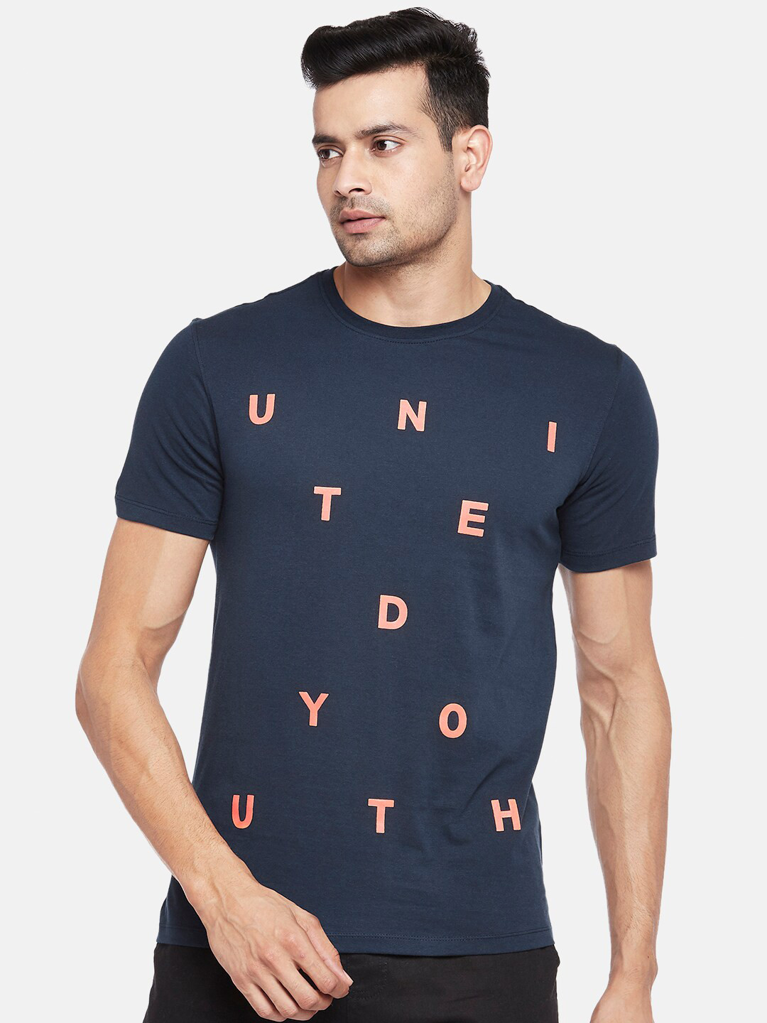 Urban Ranger by pantaloons Men Navy Blue & Orange Typography Printed Pure Cotton T-shirt
Urban Ranger by pantaloons Men Navy Blue & Orange Typography Printed Pure Cotton T-shirt