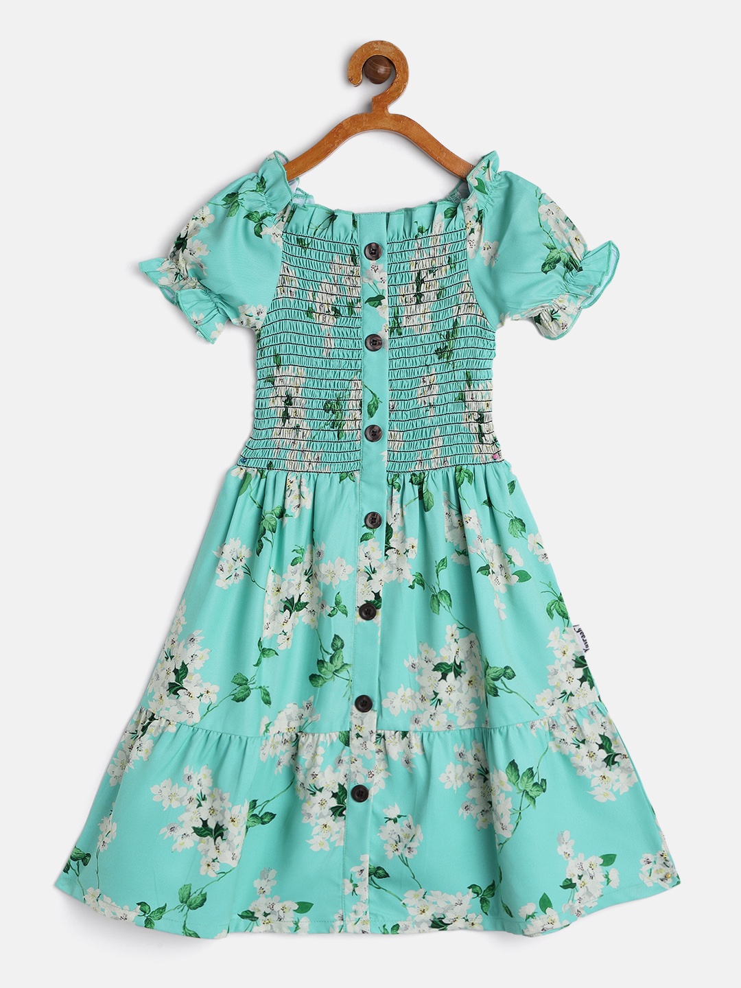 Yuvraah Girls Sea Green & White Floral Printed Round Neck Puff Sleeves Fit & Flare Dress
Yuvraah Girls Sea Green & White Floral Printed Round Neck Puff Sleeves Fit & Flare Dress