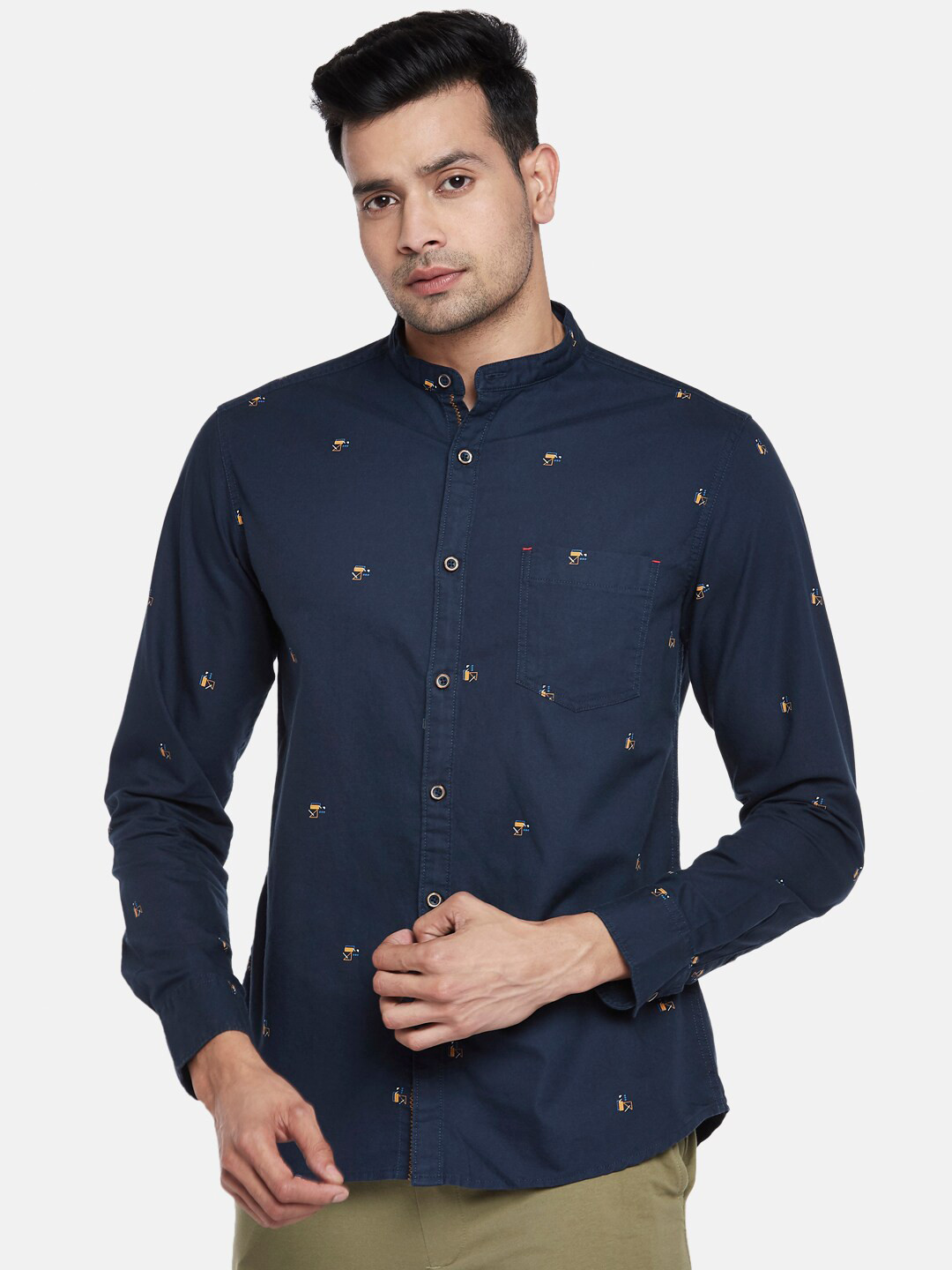 Urban Ranger by pantaloons Men Navy Blue Printed Pure Cotton Casual Shirt
Urban Ranger by pantaloons Men Navy Blue Printed Pure Cotton Casual Shirt