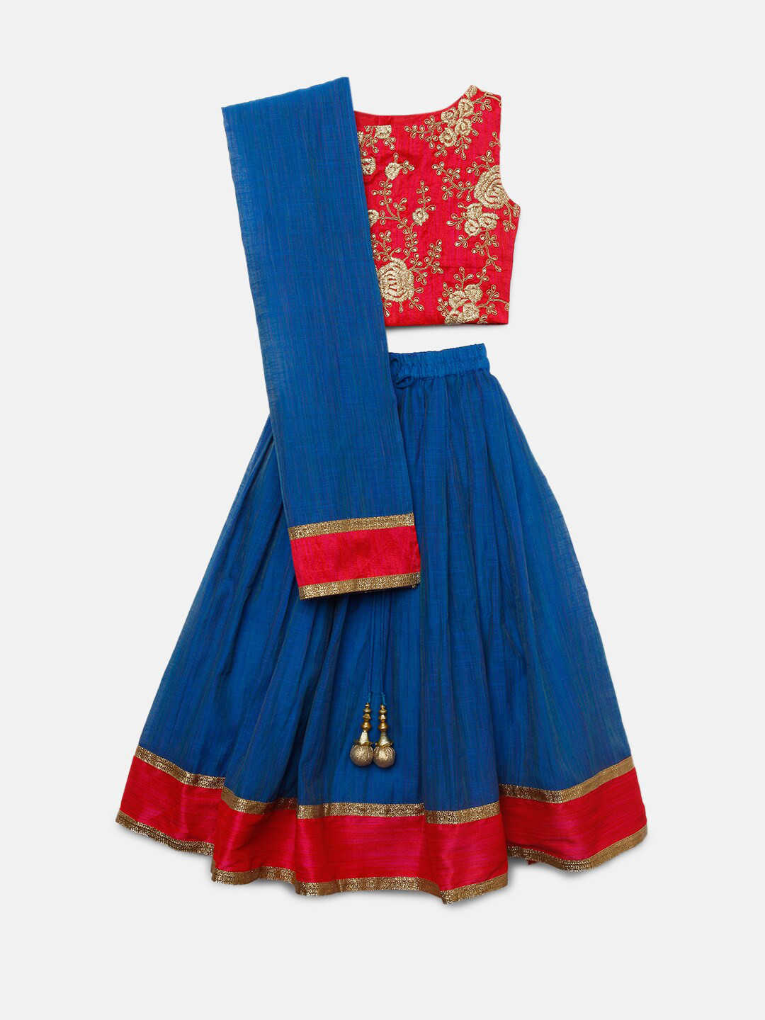 SALWAR STUDIO Girls Red & Blue Embroidered Sequinned Ready to Wear Lehenga & Blouse With Dupatta
SALWAR STUDIO Girls Red & Blue Embroidered Sequinned Ready to Wear Lehenga & Blouse With Dupatta