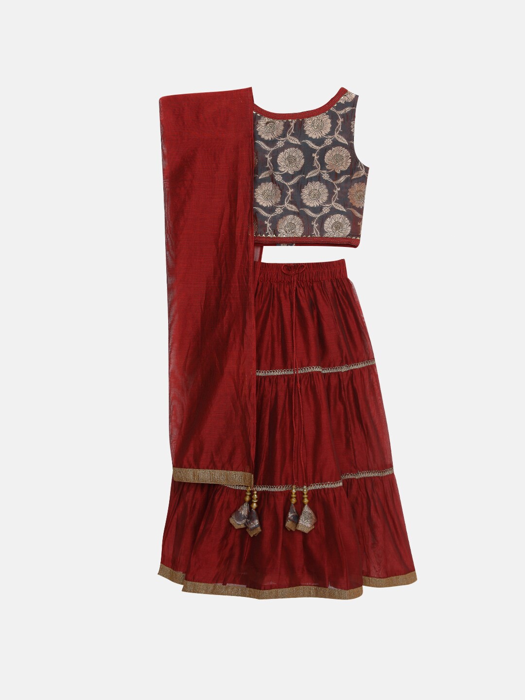 SALWAR STUDIO Girls Grey & Maroon Printed Ready to Wear Lehenga & Blouse With Dupatta
SALWAR STUDIO Girls Grey & Maroon Printed Ready to Wear Lehenga & Blouse With Dupatta
