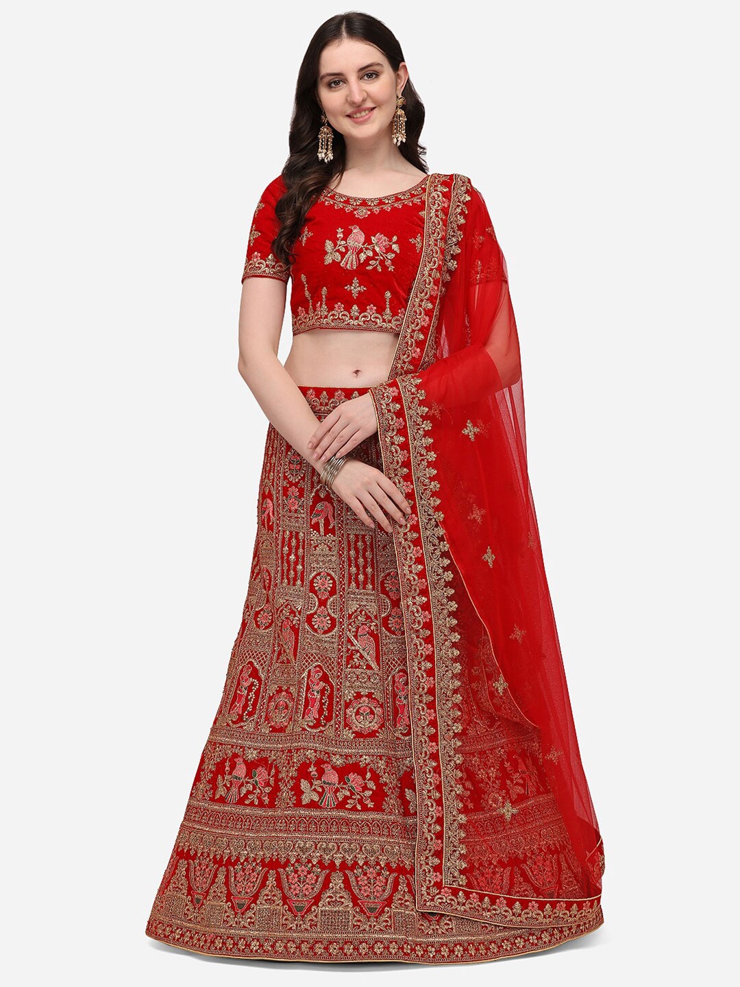 Netram Red & Pink Embroidered Semi-Stitched Lehenga & Unstitched Blouse With Dupatta
Netram Red & Pink Embroidered Semi-Stitched Lehenga & Unstitched Blouse With Dupatta