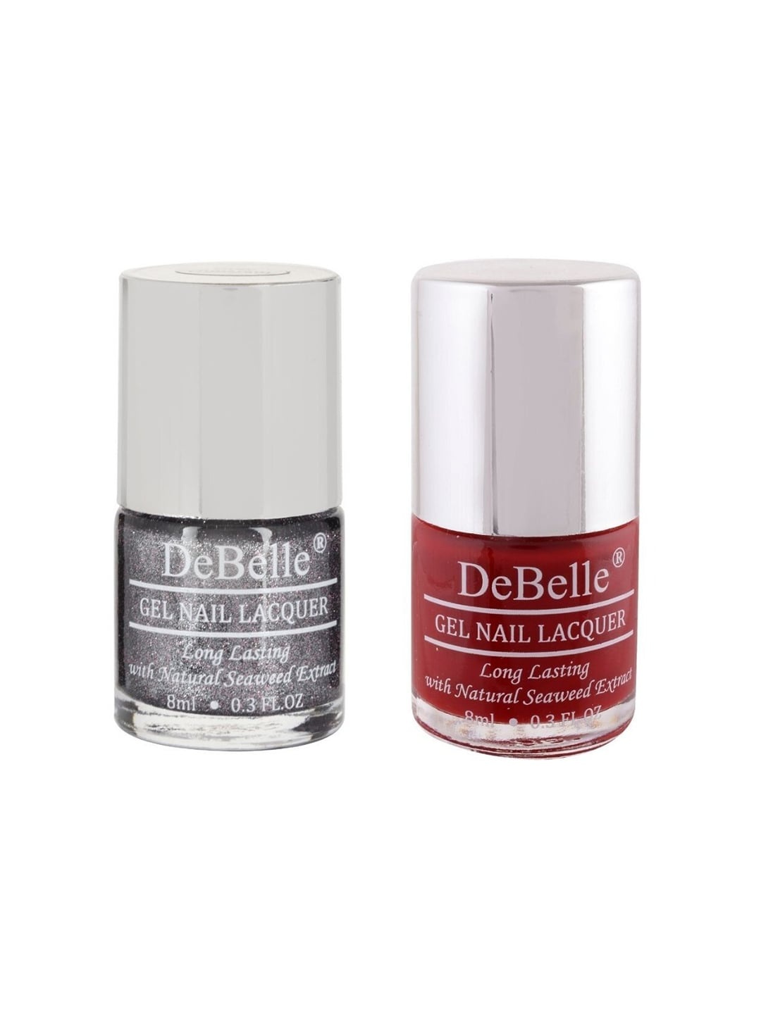 DeBelle Set of 2 Gel Nail Polish - Grey Glitteratti & Moulin Rouge - 8ml Each, Maroon
DeBelle Set of 2 Gel Nail Polish - Grey Glitteratti & Moulin Rouge - 8ml Each, Maroon