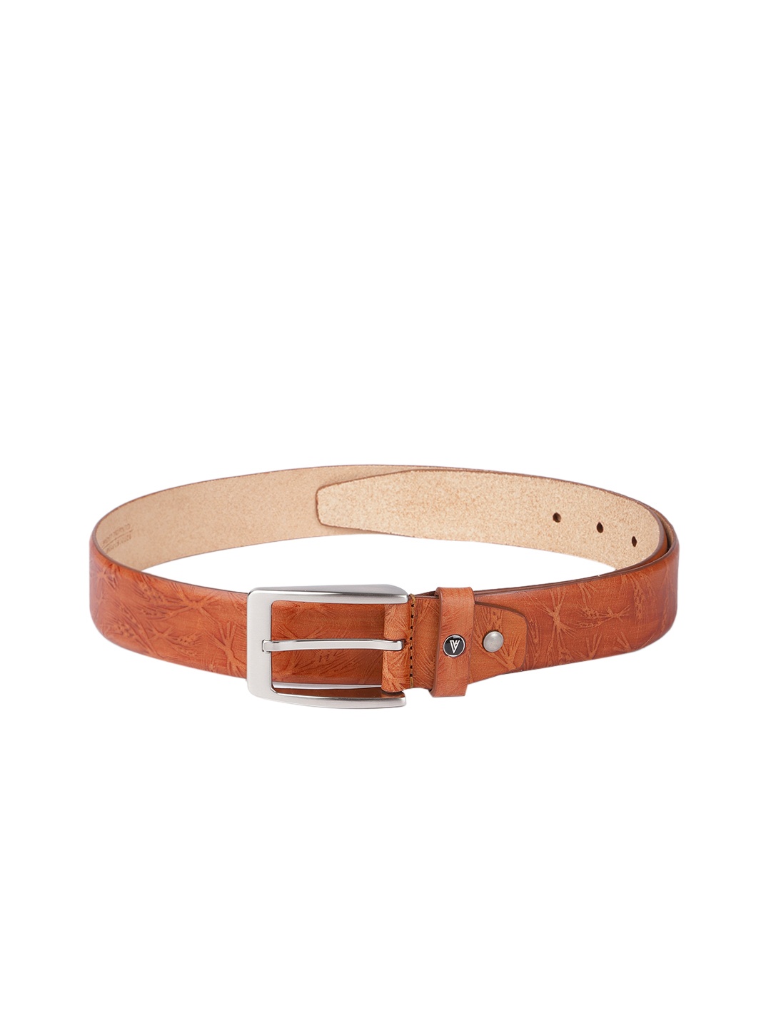 Van Heusen Men Tan Brown Textured Leather Formal Belt
