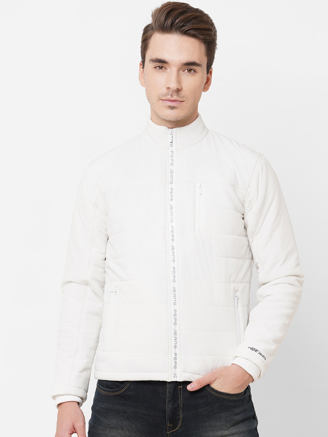 Pepe Jeans Men White Padded Jacket