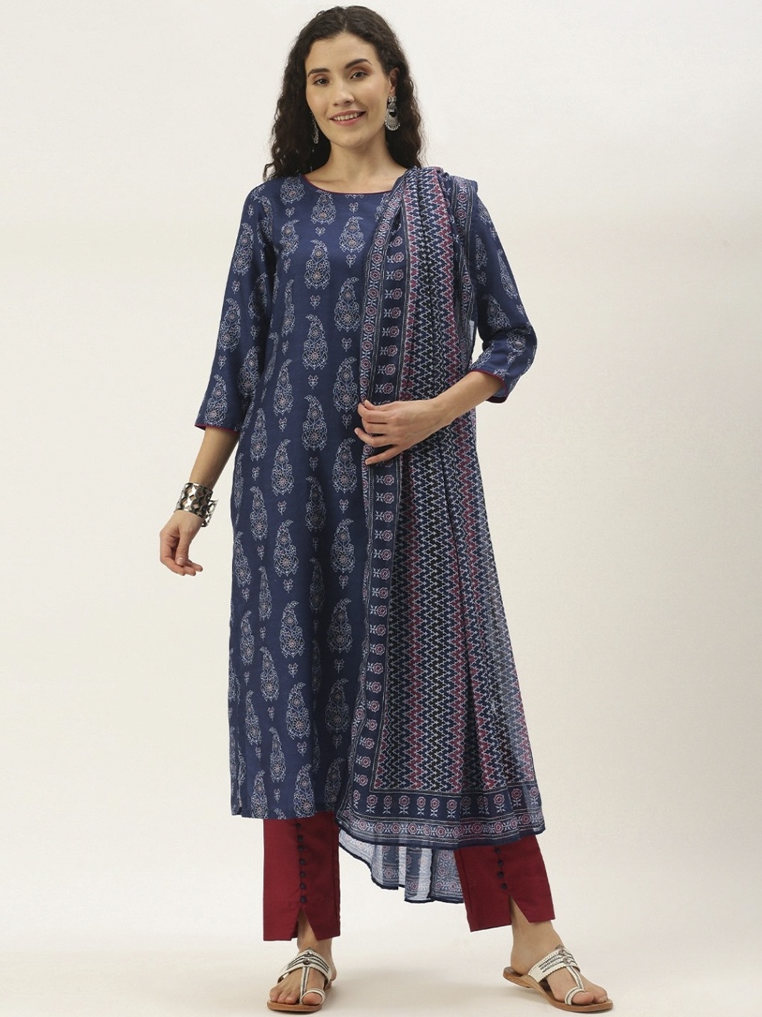 Sangria Women Blue Paisley Printed Regular Sequinned Kurta with Trousers & With Dupatta
Sangria Women Blue Paisley Printed Regular Sequinned Kurta with Trousers & With Dupatta