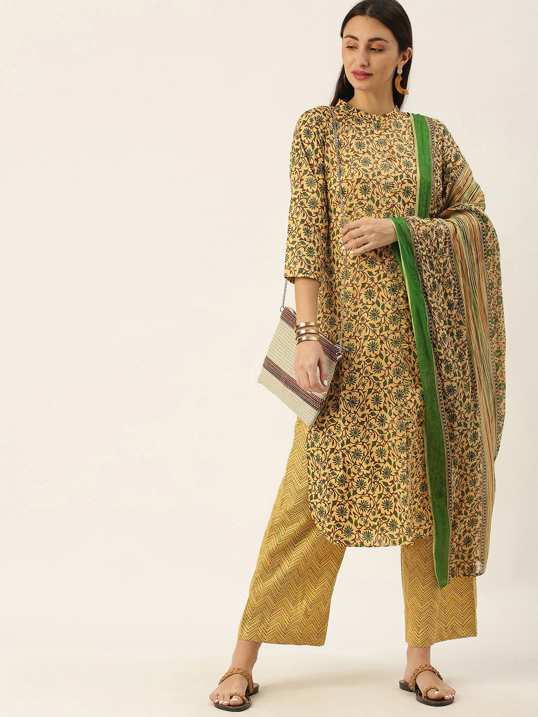 Minora Women Mustard Yellow Ethnic Motifs Printed Pure Cotton Kurta with Palazzos & With Dupatta
Minora Women Mustard Yellow Ethnic Motifs Printed Pure Cotton Kurta with Palazzos & With Dupatta