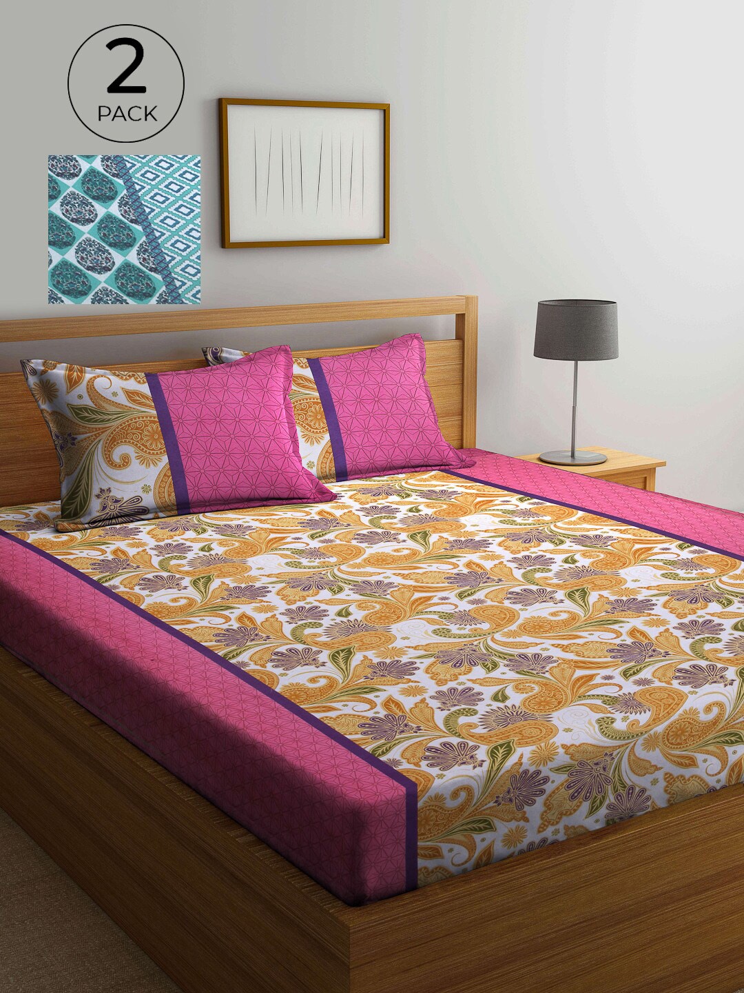 KLOTTHE Multicoloured Floral 210 TC 2 Pure Cotton King Bedsheet with 4 Pillow Covers, Multi
KLOTTHE Multicoloured Floral 210 TC 2 Pure Cotton King Bedsheet with 4 Pillow Covers, Multi