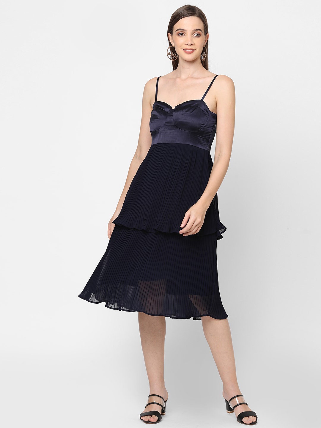 MISH Navy Blue Georgette Midi Dress